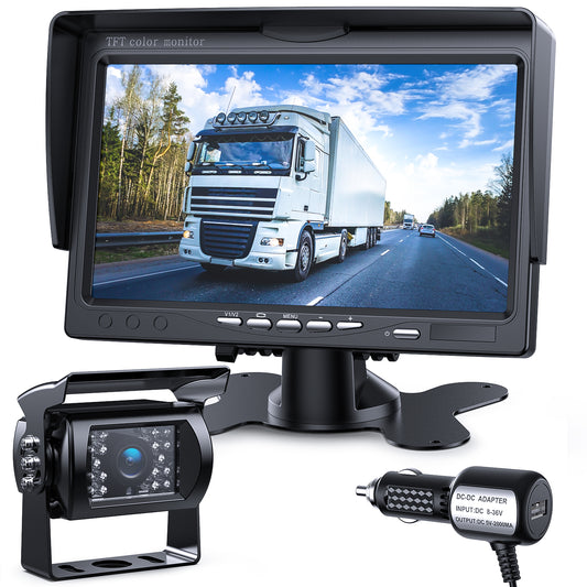 DVKNM Upgrade Backup Camera Monitor Kit,7-inch LCD-HD,IP69 Waterproof Rearview Reversing Rear View Camera Monitor Truck/Trailer/Semi-Trailer/Box Truck/RV/Pickup Truck/— HD Transmission—(TZ101)